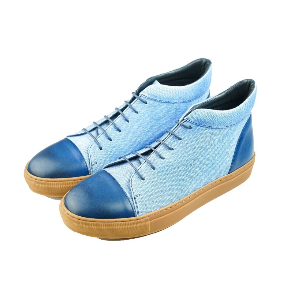 LAST PAIR - NWT KFG Hi Top Calf/Linen Sneaker - Picture 10 of 14